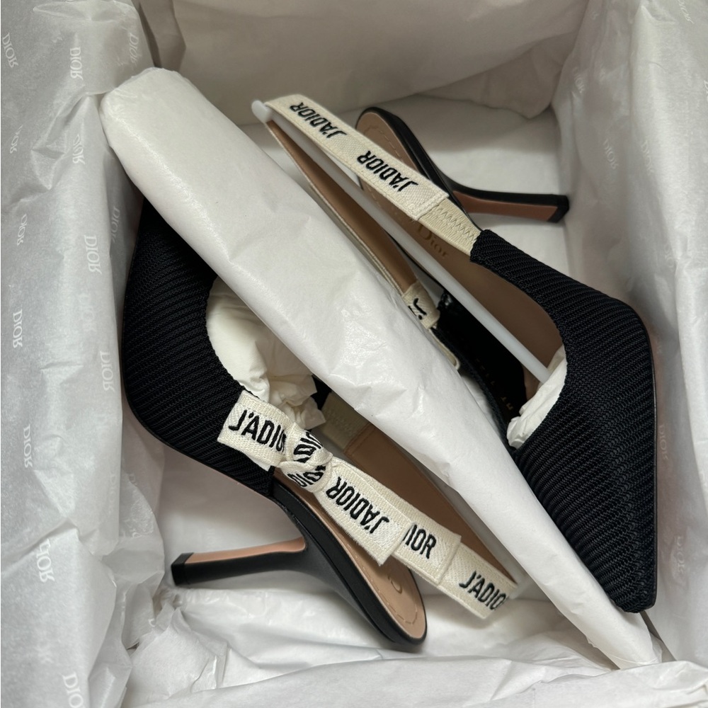 J'Adior Slingback Pump in Black Technical Fabric